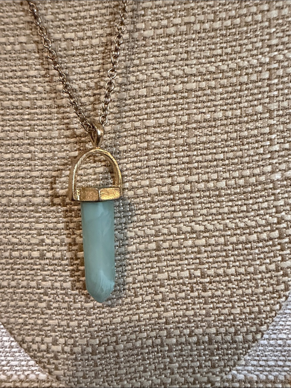 Goldtone Amazonite Point Pendant Necklace - Women Jewelry